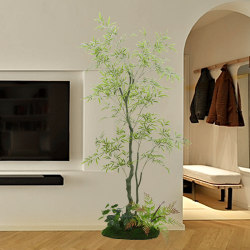 Bionic Bamboo Interior Decoration Living Room Partition Large Scattered Sunflower Artificial Plant Potted Landscaping Fake Green Plant Hanging Clock