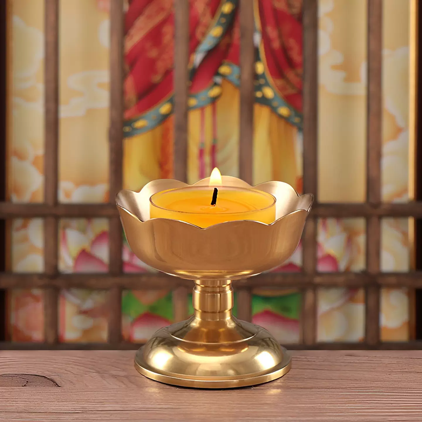 酥油灯底座黄铜莲花灯烛台家用油灯灯盏佛前供奉纯铜