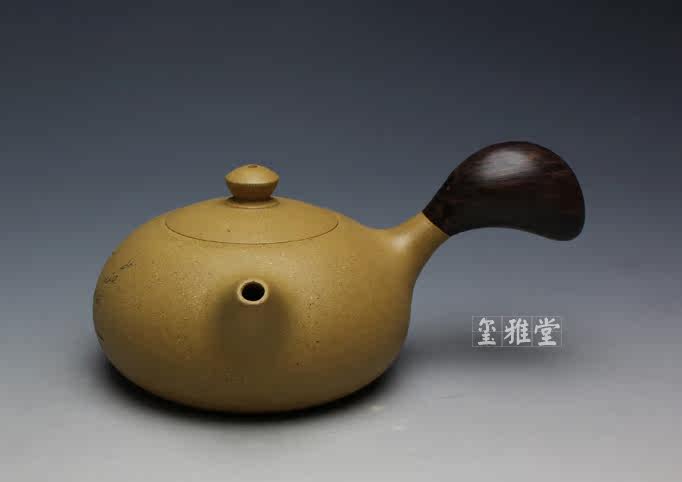评论返现 唐羽 紫砂茶壶 原矿段泥黑檀木柄横侧把 刻绘西施壶