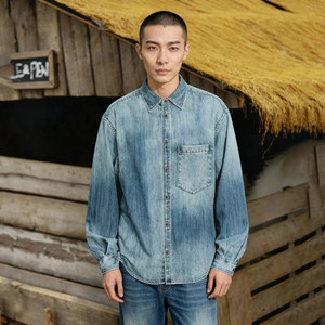 
2026 Spring and Summer New Retro Denim Shirt Men's Long Sleeve Casual Loose Fashion Washed Shirt Jacket Trendy Men