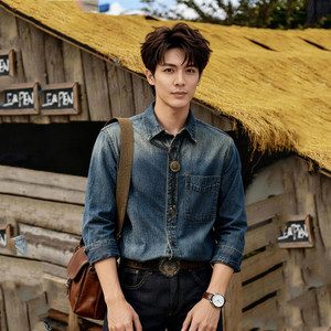 
2026 spring and summer American retro denim shirt men's old washed long-sleeved loose shirt jacket fashion antique style