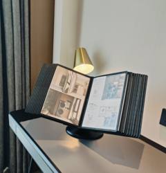 Desktop File Rack A4 Page-Turning Rotating Display Rack Workshop Menu File Photo Album Loose-Leaf Desk Card Information Storage Folder