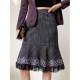 56%wool/old cargo withdrawal cabinet/splicing mesh lace comes with retro/high -waisted skirt fishtail skirt autumn and winter
