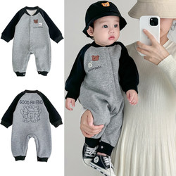Baby Clothes, Spring and Autumn Style, One-Piece Clothes, Baby Boy Crawling Clothes, Cartoon Newborn Clothes, Long-Sleeved Baseball Clothes, Outdoor Clothes