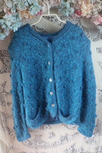 New product blue cardigan wild jacket Pure girl model pure horse -sea hair
