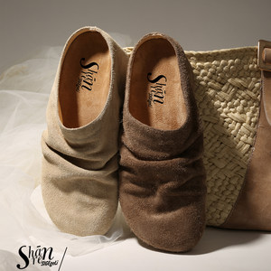 
ShnRen Women's new height-increasing Birkenstock shoes for outer wear, versatile platform soles, toe-toe slip-on mule shoes