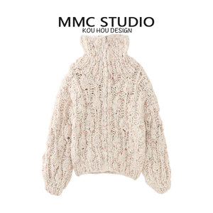 
MMC European heavy-duty heavy-needle thick-needle hand-made thickened loose lazy style knitted cardigan sweater jacket top for women