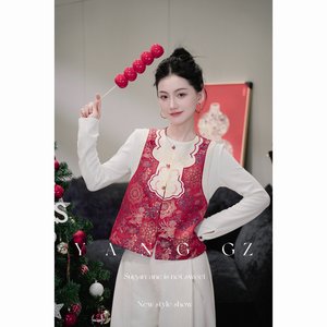 
YANG GZ [See Begonia Again] New Chinese style new Phoenix treasure phase pattern cardigan vest outer top for women