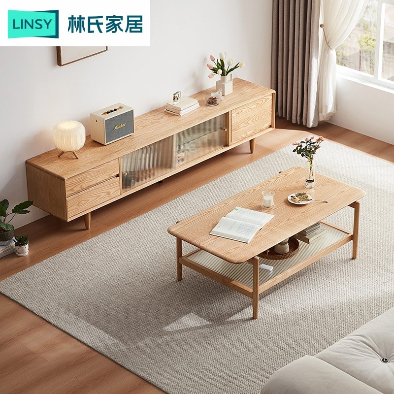 Lin s Home Журнальный столик из ясеня — комбинированный ТВ-шкаф, современный простой шкаф для хранения в гостиной, напольный шкаф CS2M