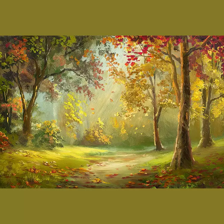 秋季紅色楓葉樹林攝影背景納米布兒童百天周歲森系主題可