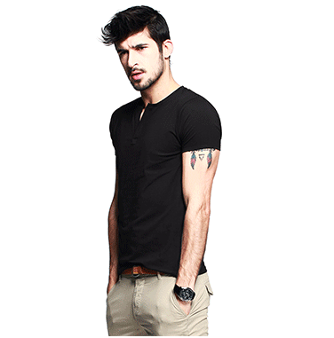 kuegou 酷衣购 男士短袖v领t恤 男韩版紧身休闲体恤 男装潮256