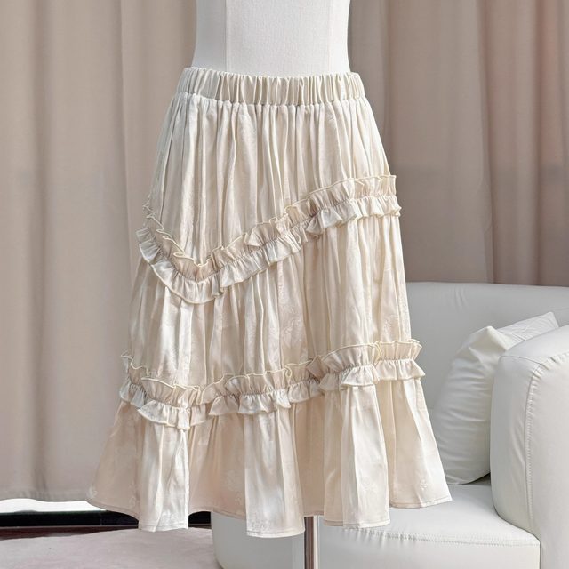 Chenhe Acetic acid satin cake skirt 355A
