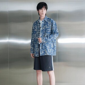 
CHESTER CHARLES 2026 new men's irregular personalized jacquard denim jacket