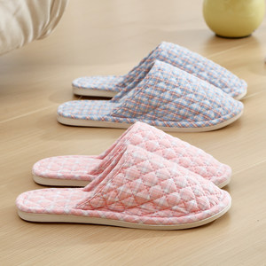 New special couple cloth art Baotou cotton slippers men's and women's home home rubber bottom wood floor pure cotton autumn and winter
