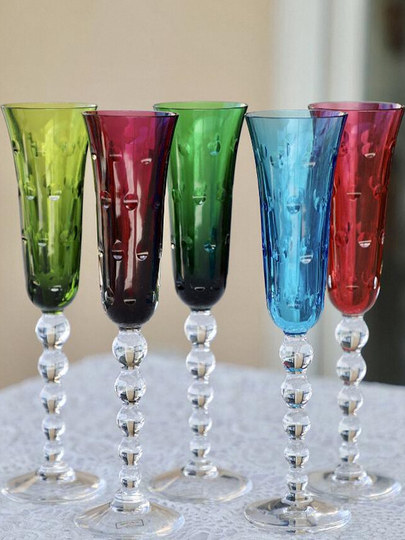 サンルイ シャンパングラス - カラフルクリスタル - フレンチスタイル