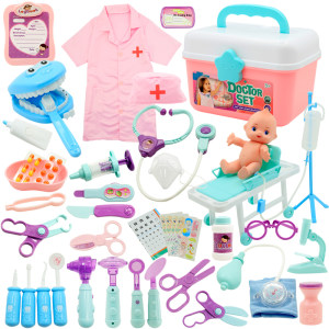 
Little Doctor Children's Toy Set Simulation Dental Medical Medicine Box Nurse Injection Stethoscope Play House Girl