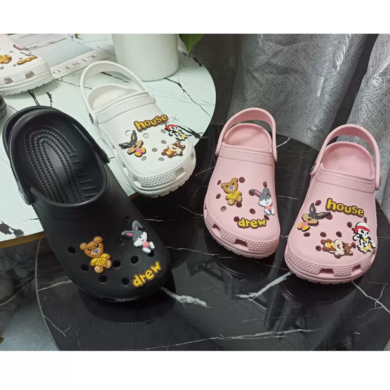 明星網紅賈斯汀比伯聯名洞洞鞋女夏情侶沙灘鞋男防滑休閒大尺碼涼鞋