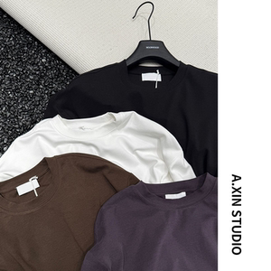
Autumn and winter new style white T long-sleeved men's sports round neck pullover bottoming shirt for couples soft and waxy