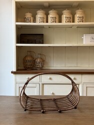 Ins-Style Vintage Wicker Basket ~ Retro Firewood Basket ~ Open Flower Basket