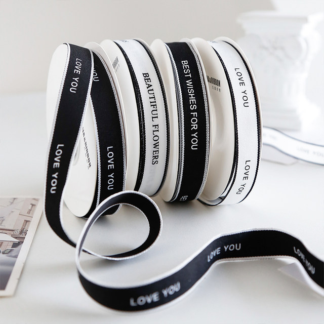 Flower Love New Bouquet Ribbon Printed English Ribbon Threaded Cotton ...