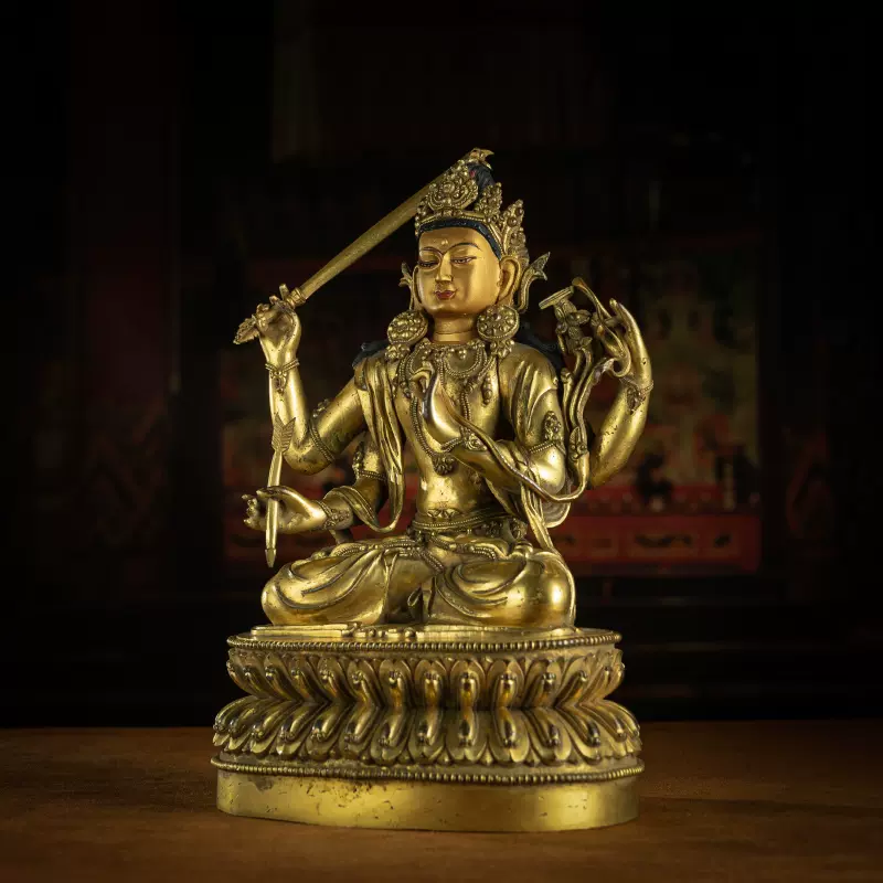 古美術柳　鉄造 文殊菩薩半跏像 明～清代 File:五台山南禅寺唐代文殊菩萨造像组侧面.jpg - Wikimedia Commons