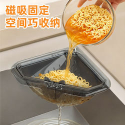 Magnetic Triangular Drain Basket Kitchen Sink Filter for Household Food Residue, Leftovers, and Food Waste Storage Rack