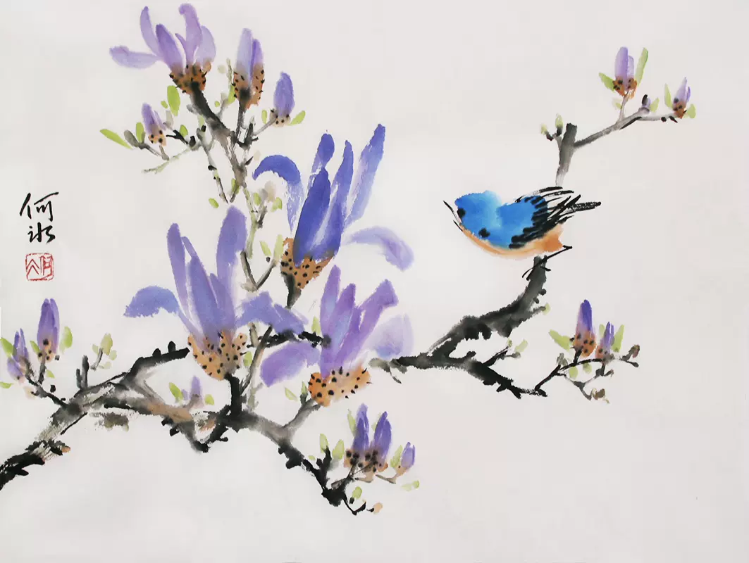 A*送料無料*手描き 原画 紙本 墨彩（白蘭花）落款印有 お買い得商品】手漉き画仙紙 白蘭 全紙 100枚 - 書道用品、墨