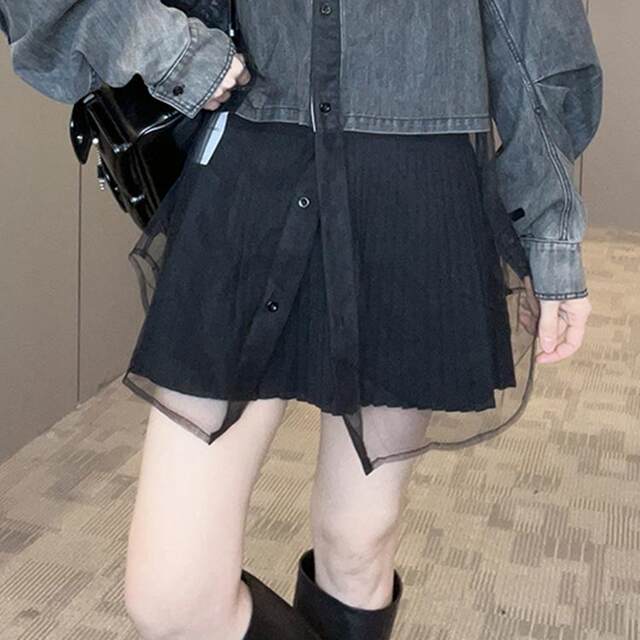 Short skirt for women 2025 spring new European station small solid color high-waisted skirt versatile slim A-line skirt
