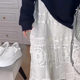 Women's 2025 Spring New French Solid Color Hook-Flower Hollow Long Skirt Loose and versatile age-reducing high-waisted skirt