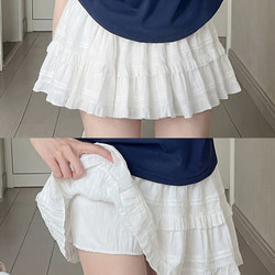 White Cake Short Skirt for Women, Summer 2026 New High-Waisted A-Line Skirt, Petite Anti-Exposure Puffy Pleated Skirt