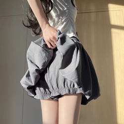 Gray Floral Bloomers for Women, Summer Thin 2026 New Style, Anti-Exposure, Puffy A-Line Skirt, Sports Pleated Short Skirt