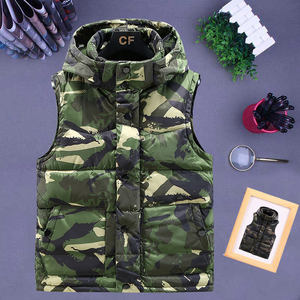 Autumn and winter vest male camouflage jacket thickened down cotton vest fashion network red handsome horse clip cap

