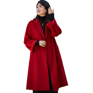 Beiyuan Red Water Rippled Double-Sided Cashmere Coat Women's 2025 Marriage Mid-Long Wool Woolen Jacket