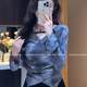 French hot girl V -neck dyed long -sleeved T -shirt female in the spring and autumn with high -level sense unique waist irregular short tops
