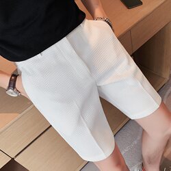 Summer Men's Waffle Casual Shorts, Youth Straight Thin Slim-Fit Five-Point Pants, Stylish Solid Color Pants for Men