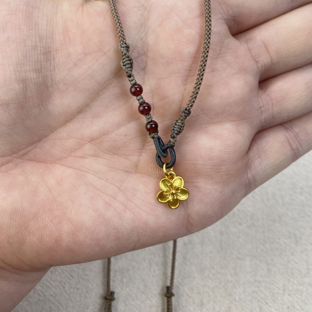 Gold pendant lanyard buckle head hand-woven jade pendant amulet necklace rope adjustable