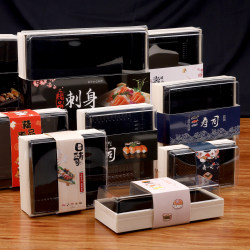 Sushi Takeaway Box, Salmon Packaging Box, Japanese-Style Disposable Lunch Box, Takeout Box, Wooden Box, Trendy Sashimi Gift Box