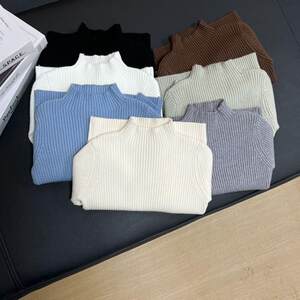 
Korean style autumn and winter sweaters for boys and girls, elastic knitted bottoming sweaters, new solid color children's high collar baby inner wear