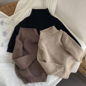 
Skin-friendly and soft~Korean children's solid color bottoming shirts for boys and girls loose pullover autumn and winter sweaters and sweaters