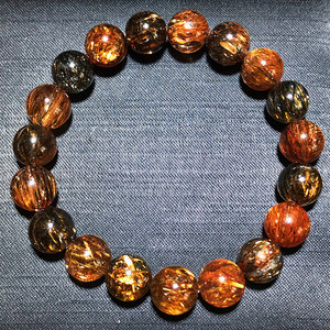 Natural black gold super seven crystal bracelet hair crystal mica double wheel full hair backbone titanium crystal men and women gold strawberry crystal bracelet
