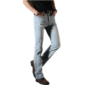 
26 spring and summer new men's micro-flare jeans Korean style trendy stretch slim ripped jeans men's jeans