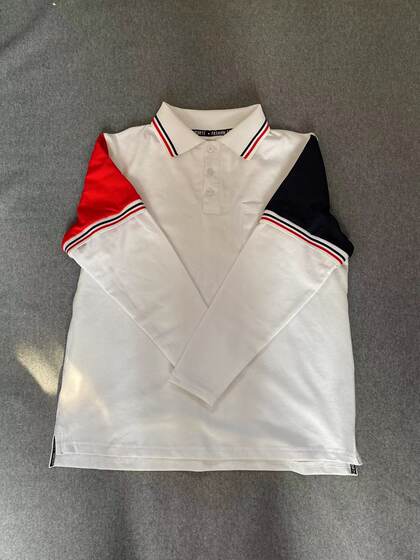 
Customized summer men's and women's same style pure cotton white top long-sleeved white T-shirt POLO shirt