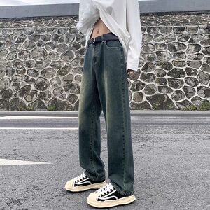 
Retro straight jeans for men, autumn and winter, loose, handsome, high-end pants, trendy brand, American high street casual trousers