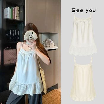 Versatile lace inner strap princess style sexy sleeveless lace camisole