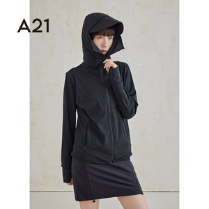
A21 women's hooded skin coat summer sun protection breathable versatile casual lightweight jacket breathable top for women