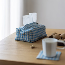 【Little Princess】Linen Plaid Tissue Cover Tissue Box Toilet Paper Cloth Bag Decorative Cover Original LAOSHU Product