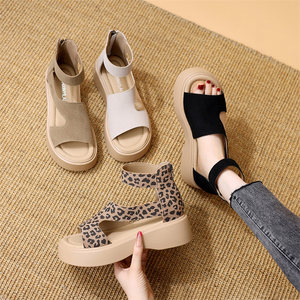 
Thick-soled bag-heeled sandals for women for summer outer wear 2026 new fashion retro hollow high-top shoes lightweight soft-soled Roman shoes