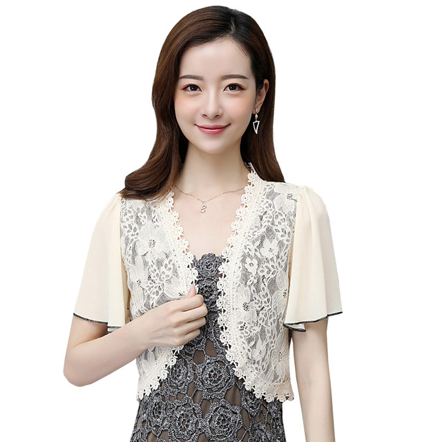 Lace shawl women's summer new chiffon air-conditioning shirt short ...