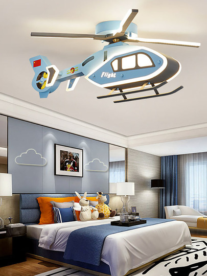ヘリコプター型シーリングファンライト｜ブルー・三色切替LED｜子供部屋向け ヘリコプター型シーリングファンライト｜ブルー・三色切替LED｜子供