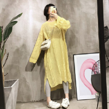 
Shipping insurance for mid-length slit sweater dress for women over knees